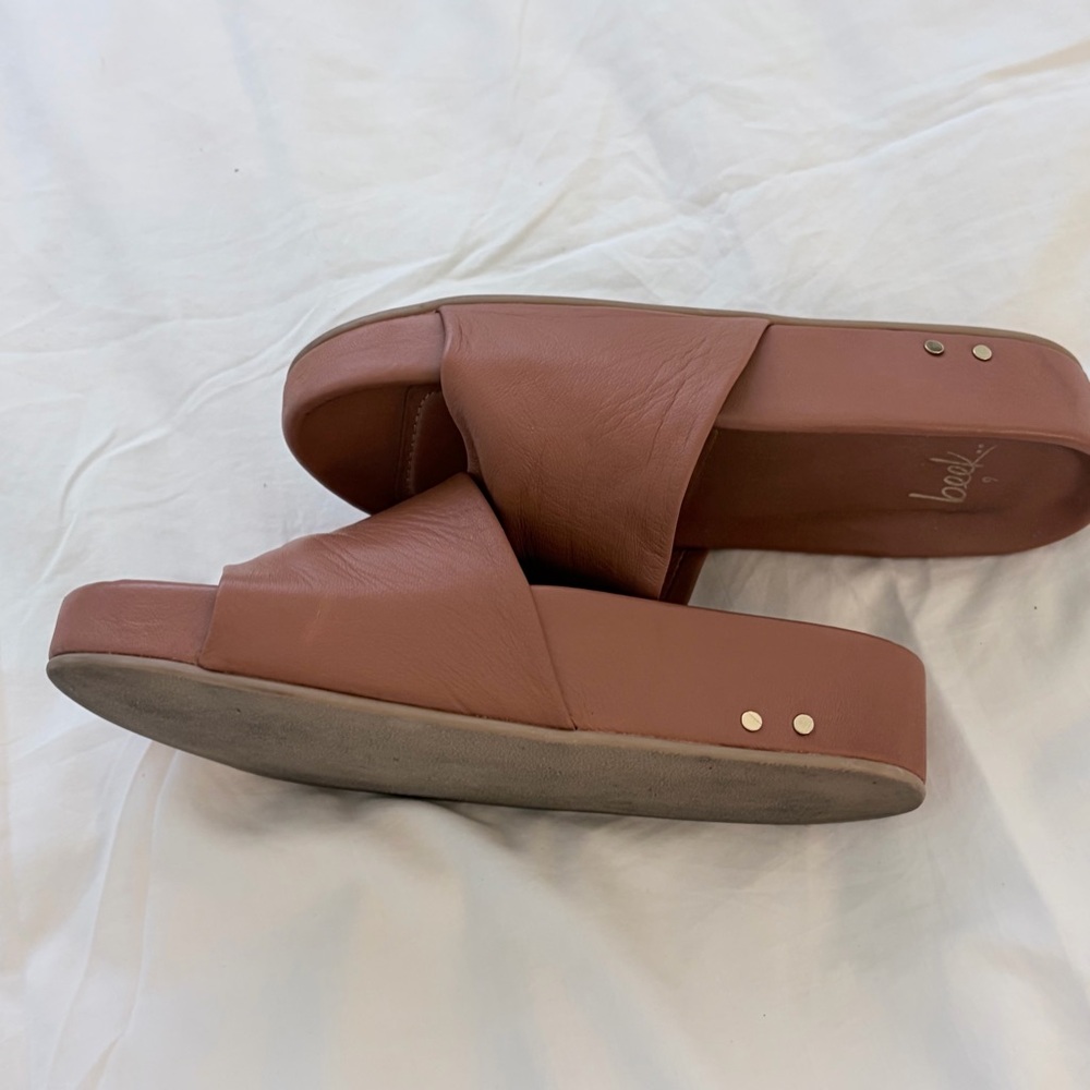 beek Brown leather platform Slide Sandals - Picture 5 of 13
